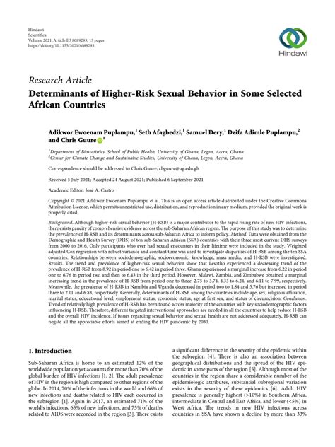 Pdf Determinants Of Higher Risk Sexual Behavior In Some Selected