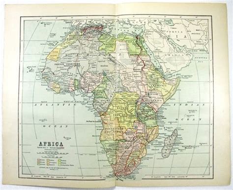Vintage Original 1899 Map Of Colonial Africa By Booksmapsandstuff