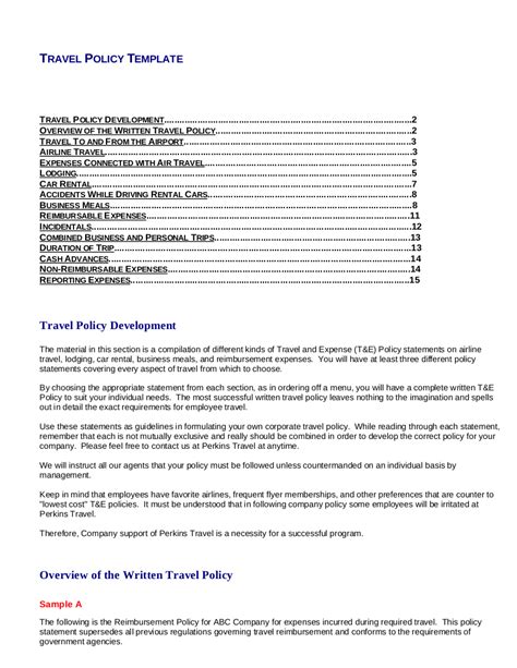 Before you leave for your trip: FREE 22+ Travel Policy Examples in PDF | Google Docs ...