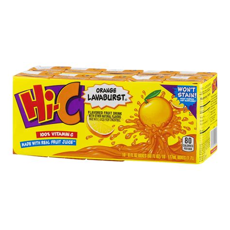 Hi C Orange Lavaburst Fruit Dring Juice Boxes 6 Fl 28 Packs10 Count