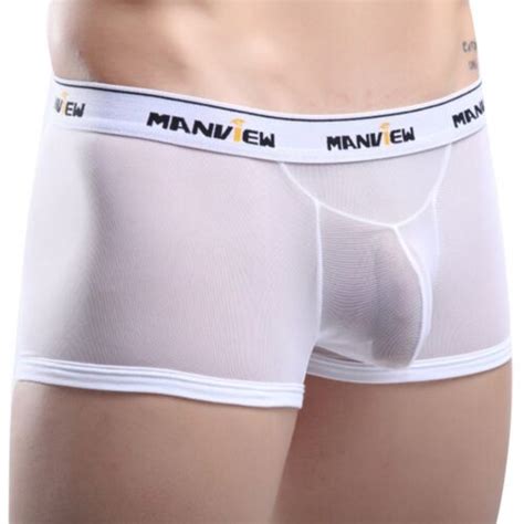 Sexy Men S Stretch Underwear Transparent Mesh See Through Boxer Briefs Shorts EBay