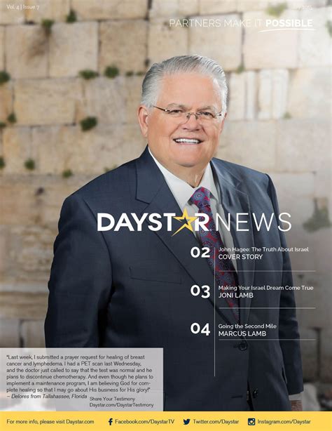 Daystars July 2015 Newsletter With John Hagee John Hagee John