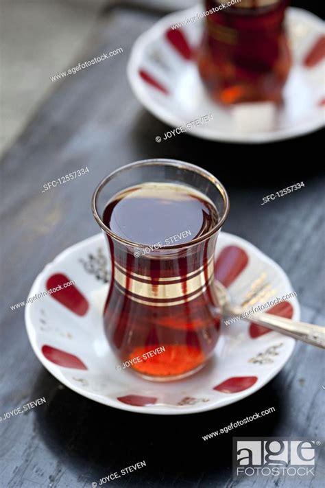 Turkish Tea In Traditional Tulip Shaped Glasses Stock Photo Picture