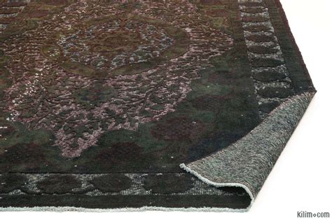 K0010640 Hand Carved Over Dyed Rug Overdyed Vintage Rugs And