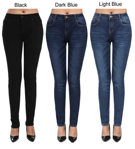 Angvns Fashion Femmes Jeans Long Solide Occasionnels Denim Skinny Jeans