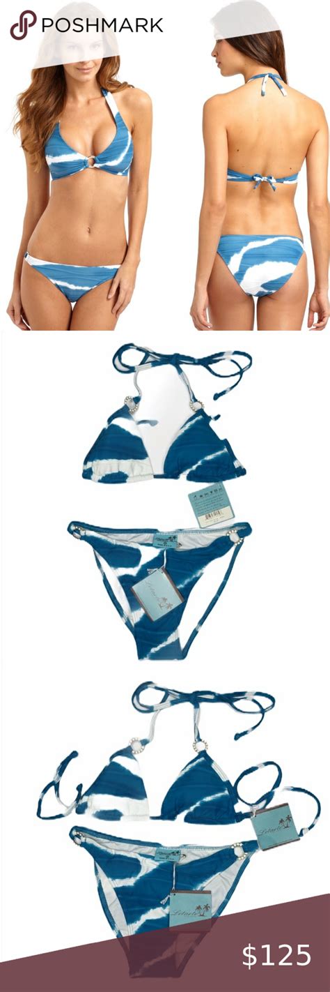 nwt letarte steel blue tie dye bikini set xs brand new with tags letarte tie dye bikini in steel