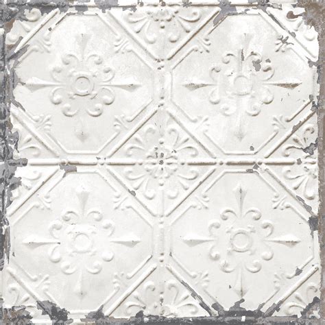 Nuwallpaper White And Off White Vintage Tin Tile Peel And Stick