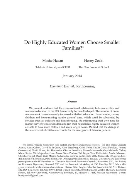 Pdf Do Highly Educated Women Choose Smaller Families