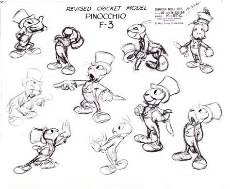 Jiminy Cricket Model Sheets Disney 1939 Disney Concept Art