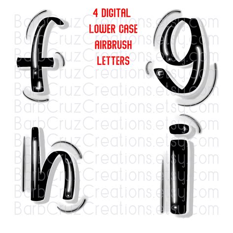 Airbrush Fonts Airbrush Lower Case Letters F G H I Etsy