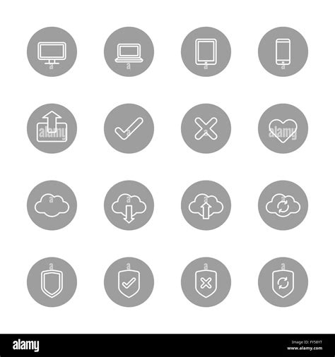 Eps10 Line Web Icon Set On Gray Circle For Web Ui Infographic And