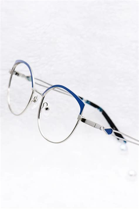 96139 Cat Eye Blue Eyeglasses Frames Leoptique