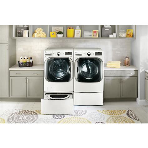 Lift the drawer at the railings, release the drawer and take it out. LG 29" Wide Washer Dryer Laundry Pedestal w/ Storage ...