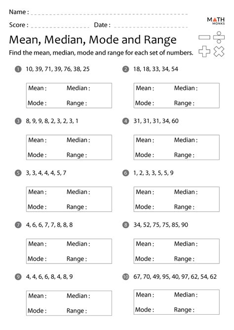 Free Printable Worksheets On Mean Median Mode And Range