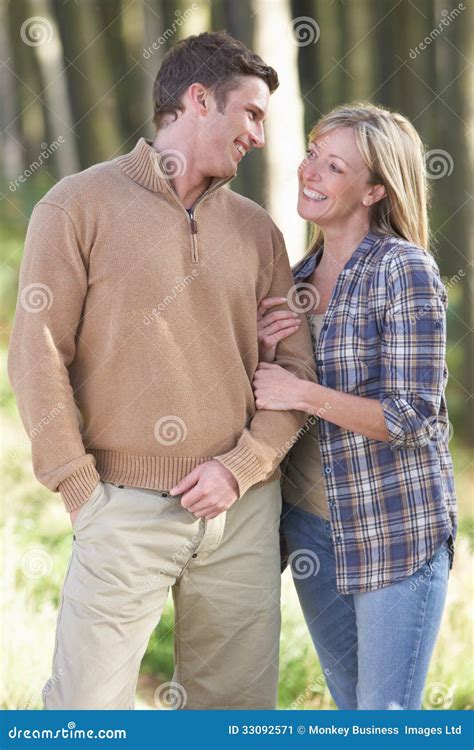 couple on romantic country walk through woodland stock image image of happy loving 33092571