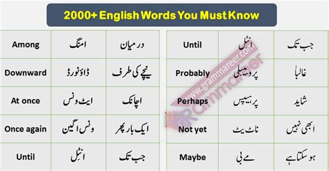 Basic English Vocabulary Words In Urdu 2000 Urdu Words These Are Most