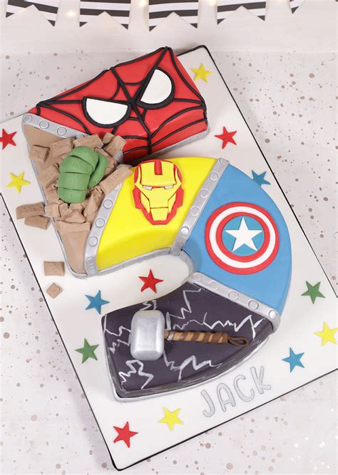 Order avengers cake now and get free home or office delivery in bangalore and pune. Avengers inspired 5th birthday cake - Cakey Goodness