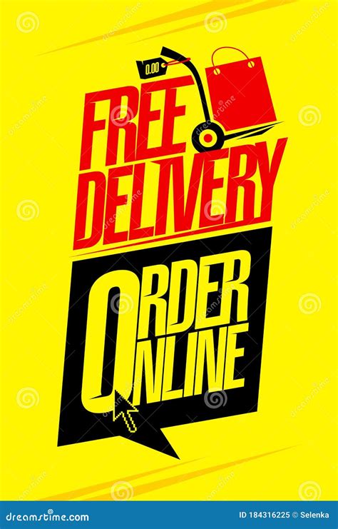 Free Delivery Order Online Poster Design Stock Vector Illustration