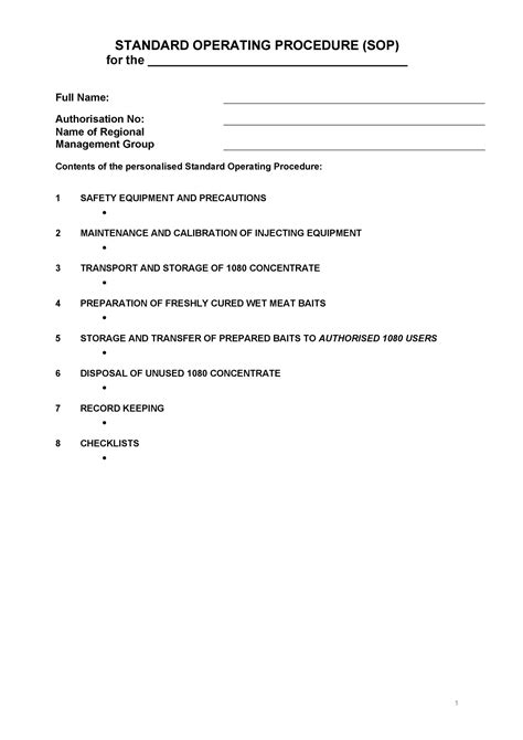 Word Templates For Standard Operating Procedures Best Of Document