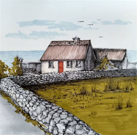 Irish Cottage Ink Drawing By Joanna Tojka Artfinder