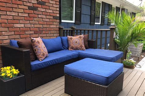 Custom Sunbrella Cushion Covers In A Deep Blue Hue On This Patio Set