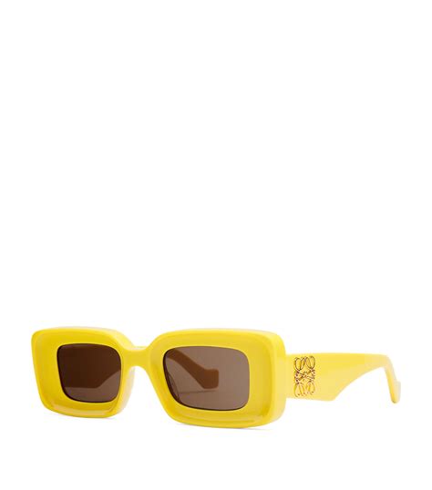 womens loewe yellow oversized rectangular sunglasses harrods uk