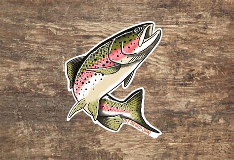 Rainbow Trout Fishing Sticker Decal Etsy