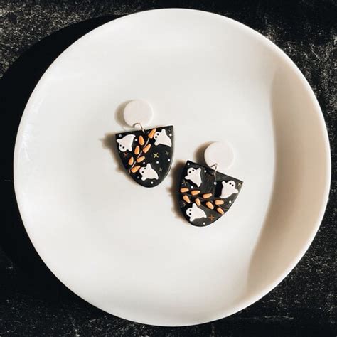 Ghost Polymer Clay Earrings Etsy