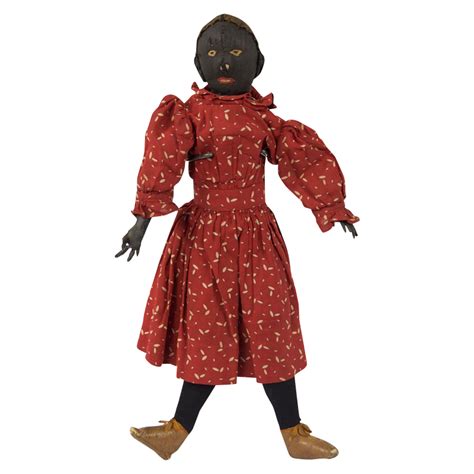 Mid 1800s Black Rag Doll in Original Clothing with Leather Shoes, Embroidered Face | Original ...