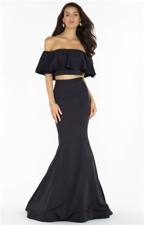 Alyce Paris 6835 Off The Shoulder Ruffle Two Piece Stretch Crepe