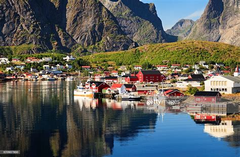 Reine Picturesque Norwegian Fishing Village In Lofoten Islands High Res