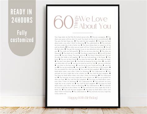 60 Things We Love You 60th Birthday Memorable T For Grandpa What