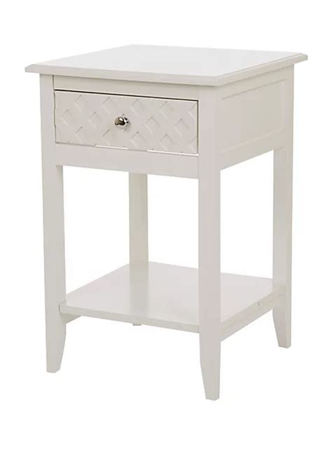 Glitzhome Square Frame White Wooden End Table With Drawer Belk