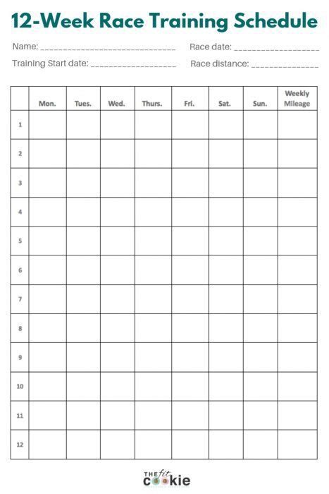 Printable Blank 12 Week Calendar Template Calendar Inspiration Design