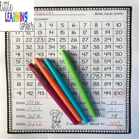 100's Chart for Rote Counting in Kindergarten | Little ...