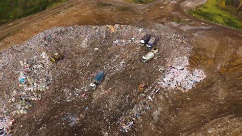 A Pile Of Household Trash With Soil Garbage Landfill Top View