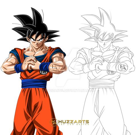 Goku Lineart Render By Huzzarts On Deviantart