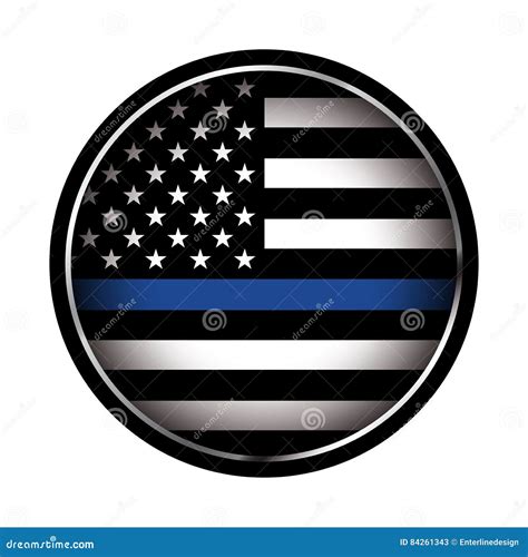 Thin Blue Line Police Support Icon Illustration Stock Vector