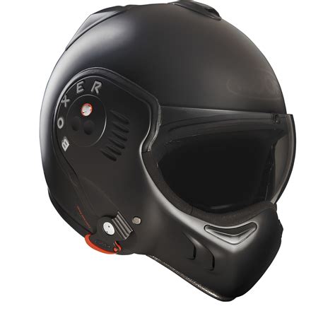 Roof Boxer V Full Black Flip Front Motorcycle Helmet Visor Flip Up