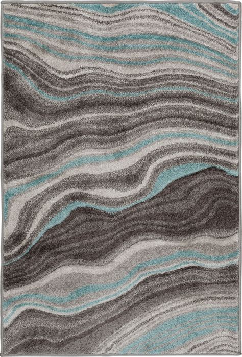 Better Homes And Gardens 2 X 3 Teal Carved Waves Indoor Area Rug