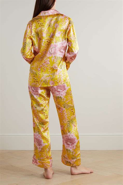 Olivia Von Halle Lila Floral Print Silk Satin Pajama Set Net A Porter