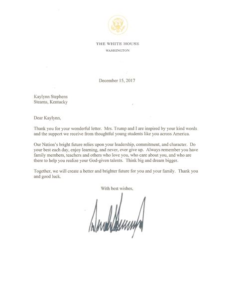 This is taken from their web site.: » white house letter