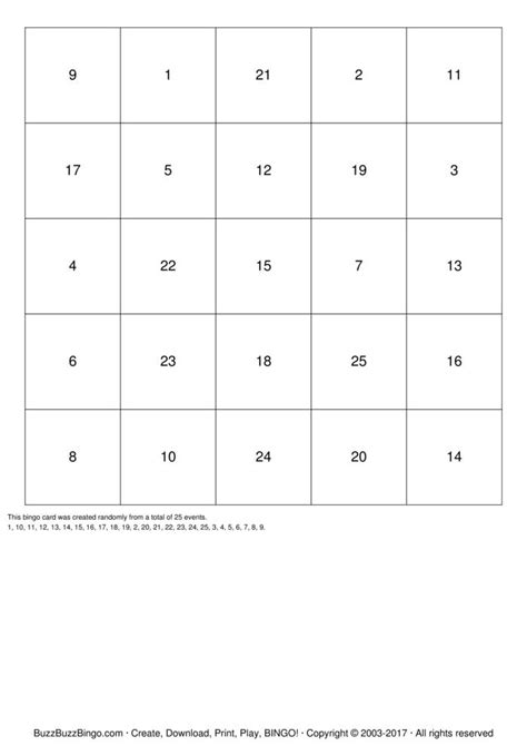 Numbers 1 13 Bingo Cards To Download Print And Customize