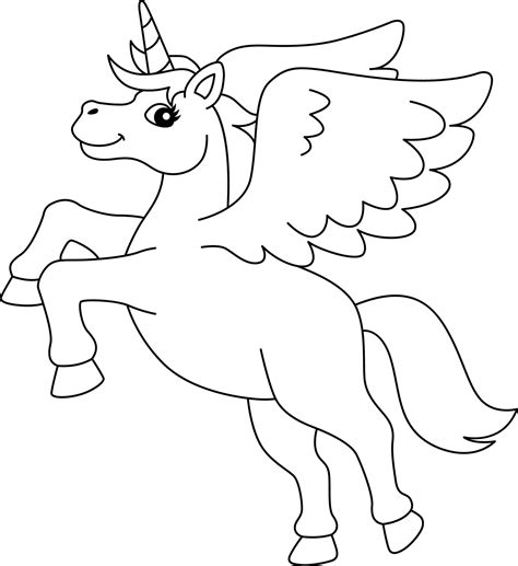Flying Unicorn Coloring Page Isolated For Kids 6458103 Vector Art At