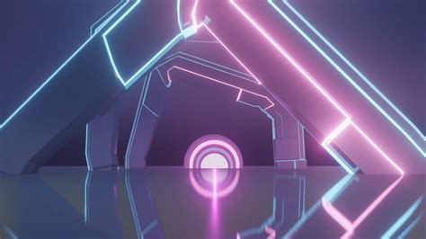 Neon Cyberpunk Styled Looping Animation Through Abstract Sci Fi Cave