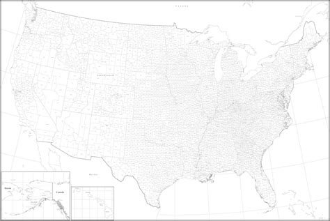 Poster Size Black And White Usa In Adobe Illustrator With Counties