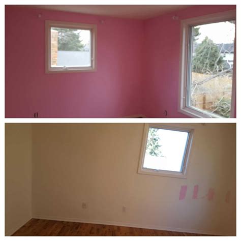 Pink And White Interior Wall Painting Before And After Paint Denver
