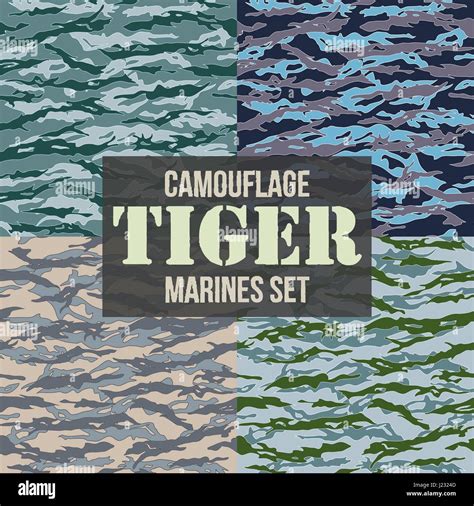 Tiger Stripe Camouflage Seamless Patterns Of Marines Forces Vector