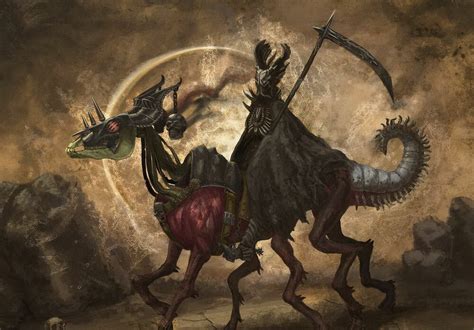 Framed Print Grim Reaper Riding A Skeleton Horse