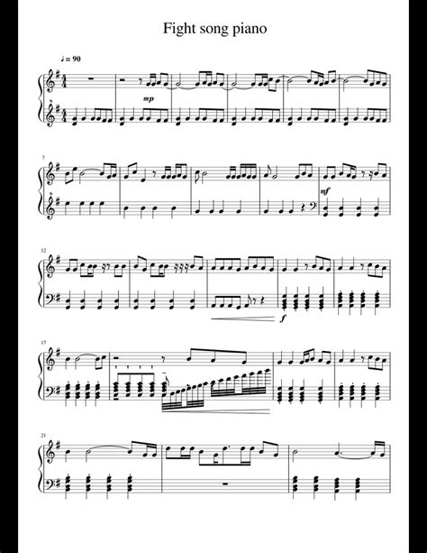 Fight Song Piano Sheet Music For Piano Download Free In Pdf Or Midi